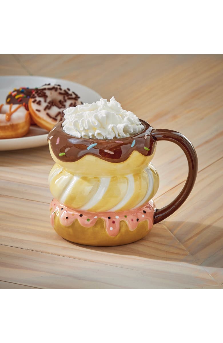 tag Stacked Donut Earthenware Mug Multi 16 oz 3.8x3.8x3.9 in, Alternate, color, Multicolored