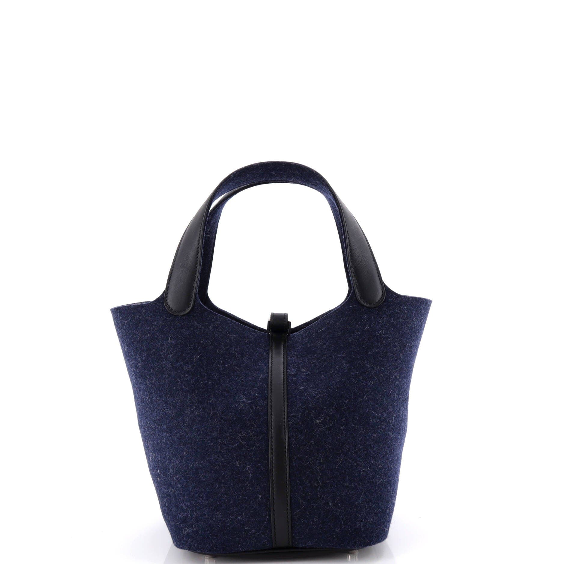 Picotin Lock Bag Felt with Leather MM, Alternate, color, Bleu Nuit