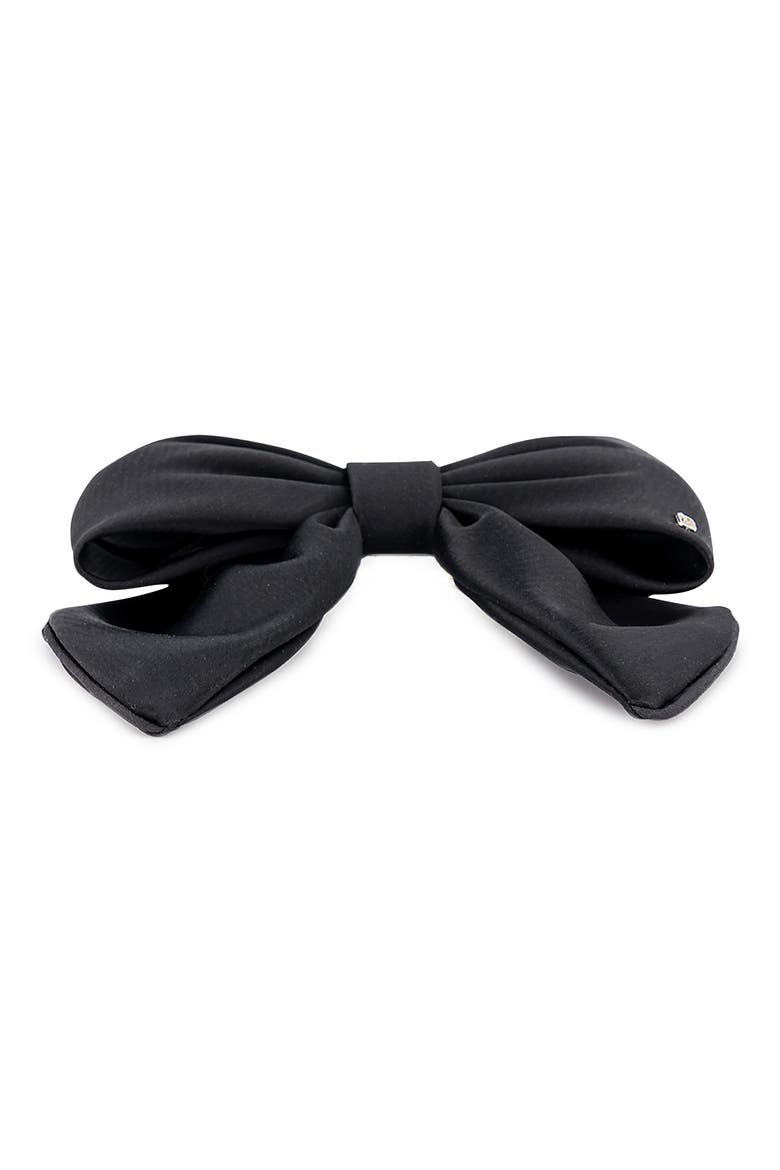 Silk bow barette, Alternate, color, BLACK