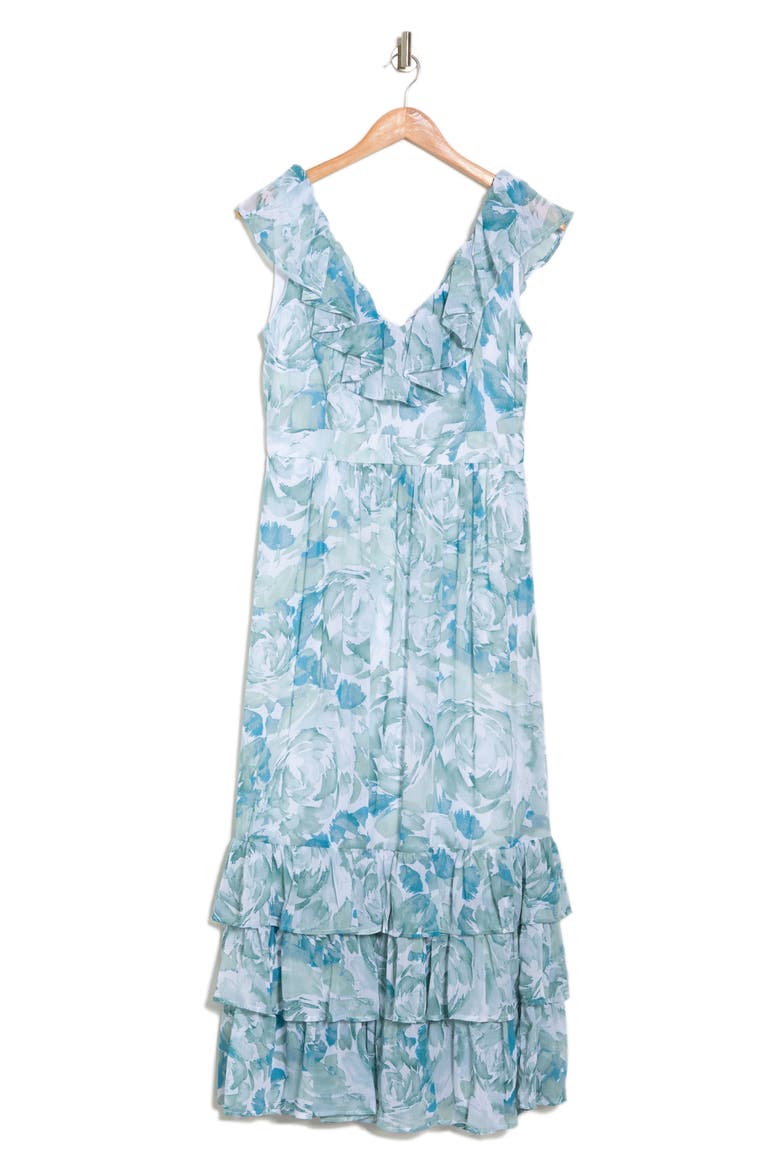Floral Ruffle Tiered Maxi Dress, Alternate, color, JADETTE MULTI
