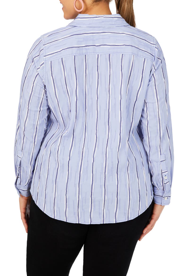 Hampton Stripe Non-Iron Button-Up Shirt, Alternate, color, BLUE DENIM