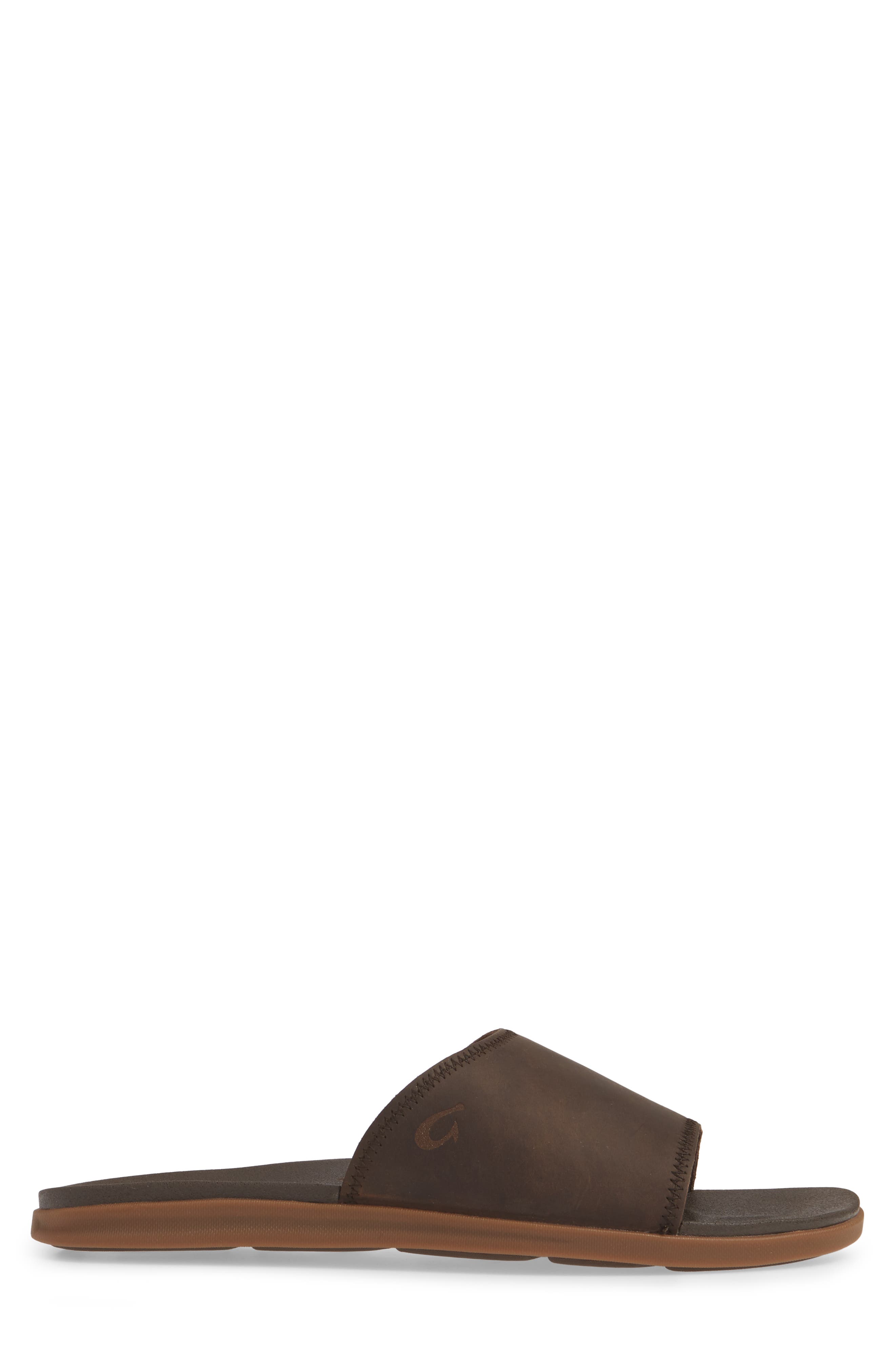 Alania Slide Sandal, Alternate, color, DARK WOOD LEATHER