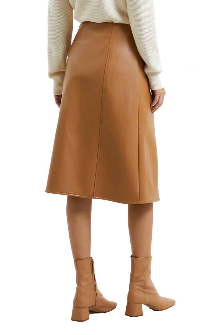 Claudia Zip Faux Leather A-Line Skirt, Alternate, color, TOBACCO BROWN