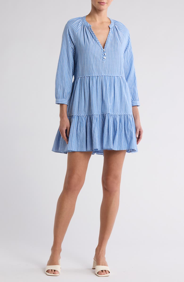 Veronica Beard Bassano Stripe V-Neck Minidress, Main, color, 