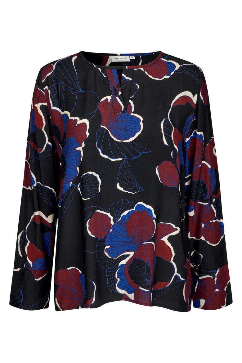 Belsanu Round Neck Long Sleeve Blouse, Alternate, color, Tawny Port