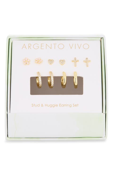 Set of 5 Stud & Huggie Earrings