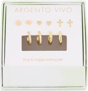 ARGENTO VIVO Set of 5 Stud & Huggie Earrings