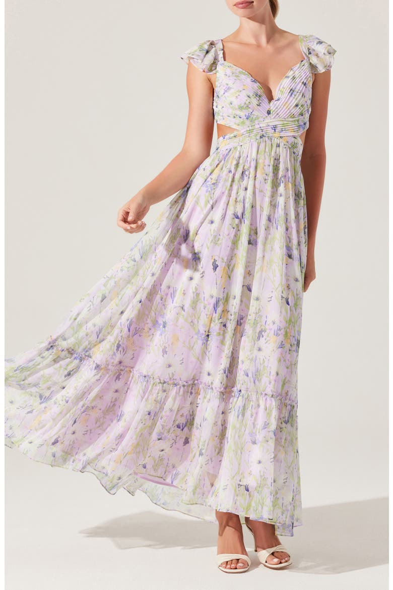 evening primrose print lace maxi dress Me+Em Evening Primrose Maxi Dress In Soft White/Blue/Multi - 30% Off