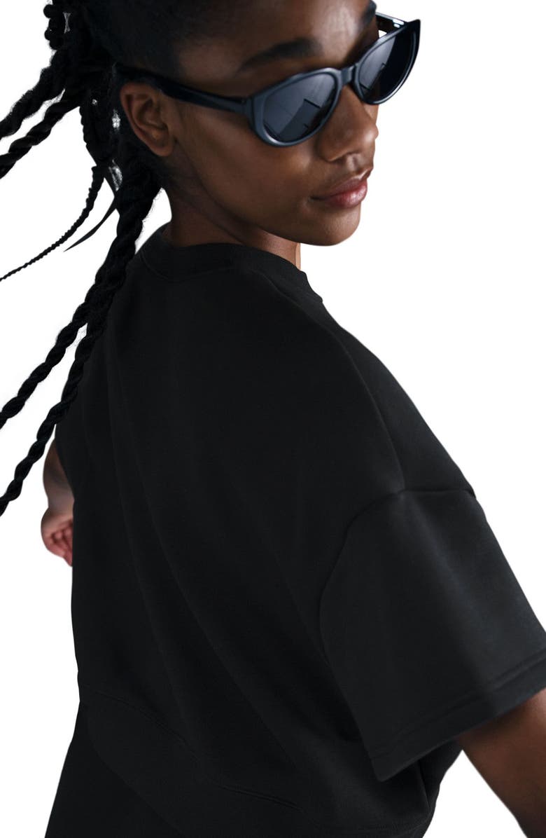 Nike Sportswear Club Short Sleeve Fleece Pullover, Alternate, color, Black/ White