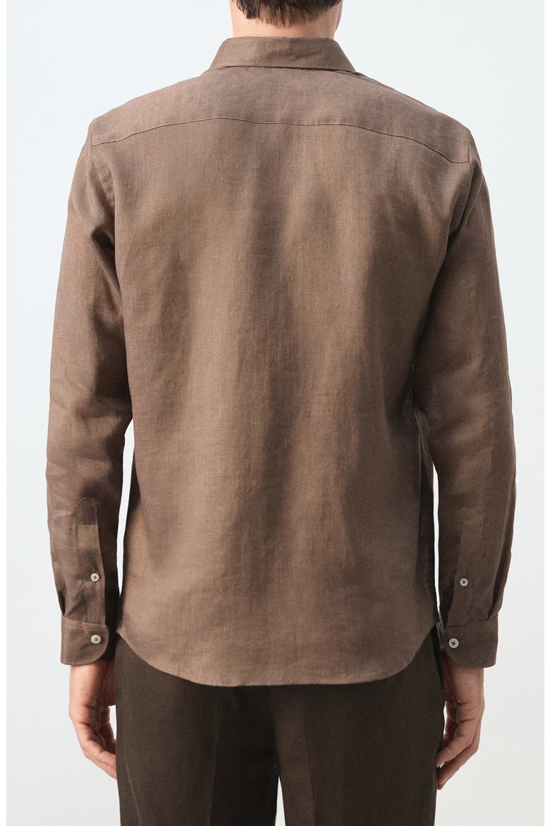 x Casper Ruud Regular Fit Linen Button-Up Shirt, Alternate, color, CHOCOLATE
