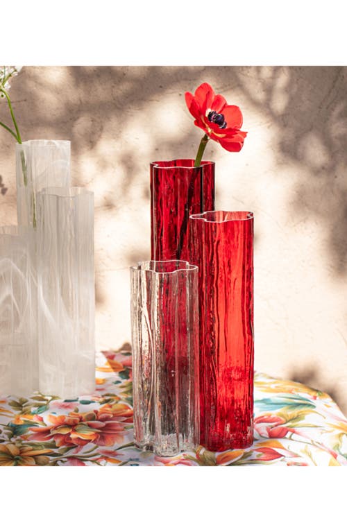 Vietri Flora Triple Glass Vase In Red