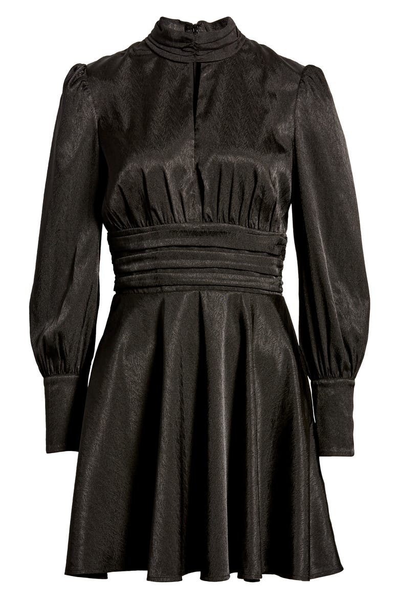 Holly Long Sleeve Minidress, Alternate, color, BLACK JACQUARD