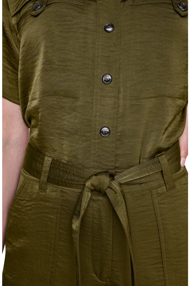 Tie Waist Satin Utility Jumpsuit, Alternate, color, DARK OLIVE