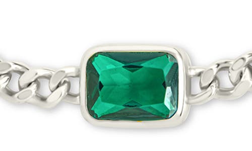 Sterling Forever Tali Crystal Curb Chain Bracelet In Metallic