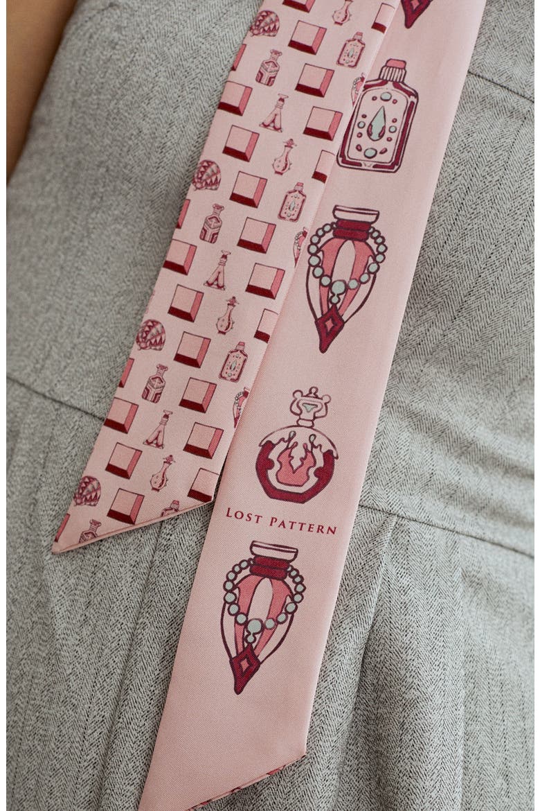 Amora Skinny Silk Scarf, Alternate, color, BLUSH