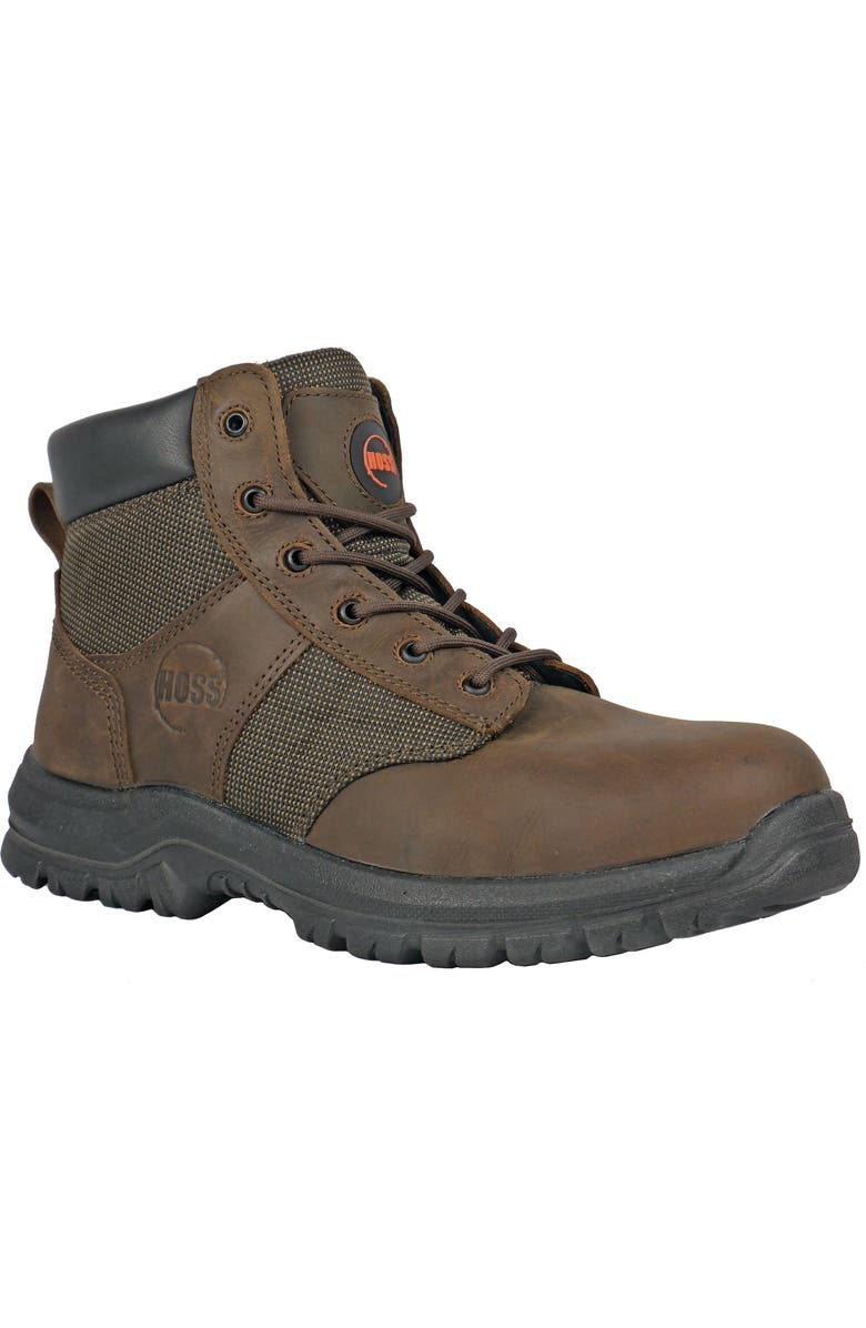 Hoss Boot Company HOSS Carter 6 Inch Steel Toe Work Boot, Main, color, Brown