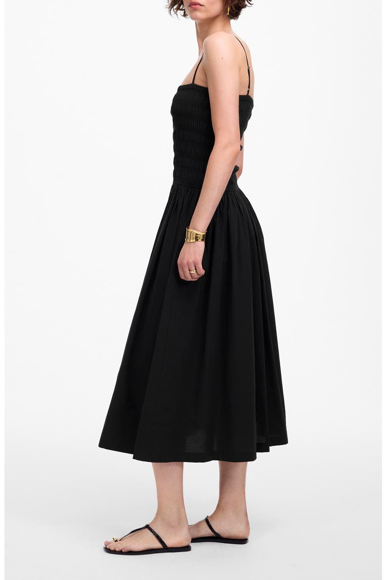 Smocked Cotton Poplin Maxi Dress, Alternate, color, JET BLACK