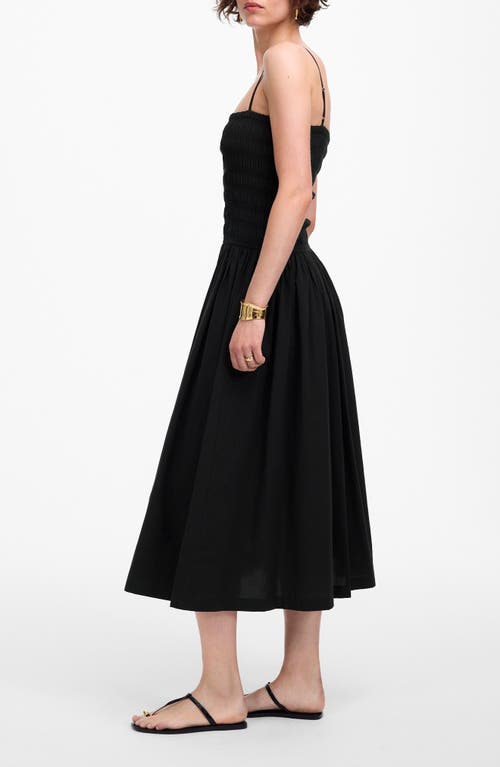 Madewell Smocked Cotton Poplin Maxi Dress In Black