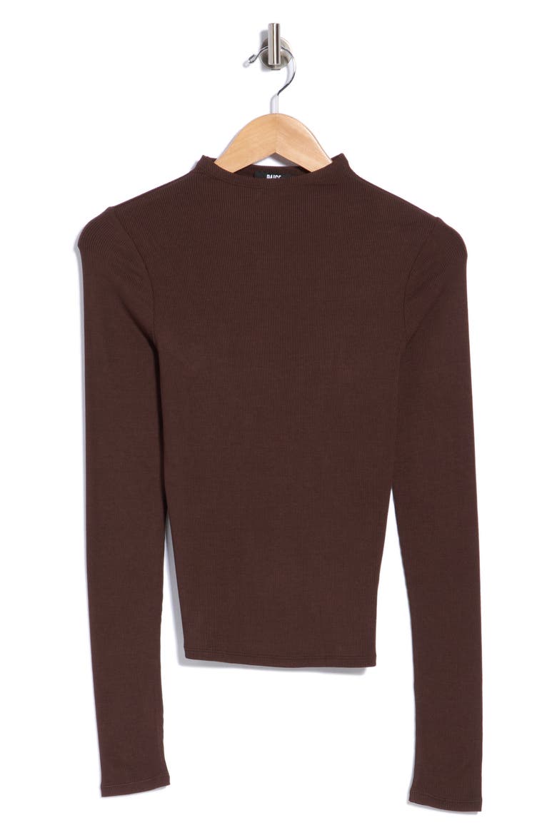 Henrietta Mock Neck Rib Top, Alternate, color, DARK CHOCOLATE