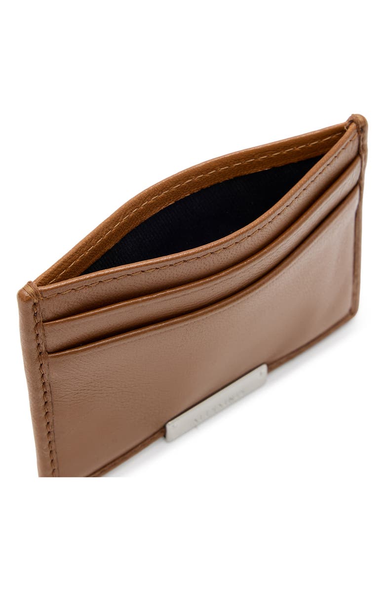 AllSaints Dove Leather Cardholder, Alternate, color, Sepia Brown