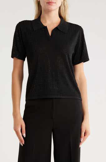 JASON WU Bejeweled Crop Polo Sweater