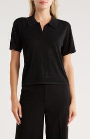 JASON WU Bejeweled Crop Polo Sweater