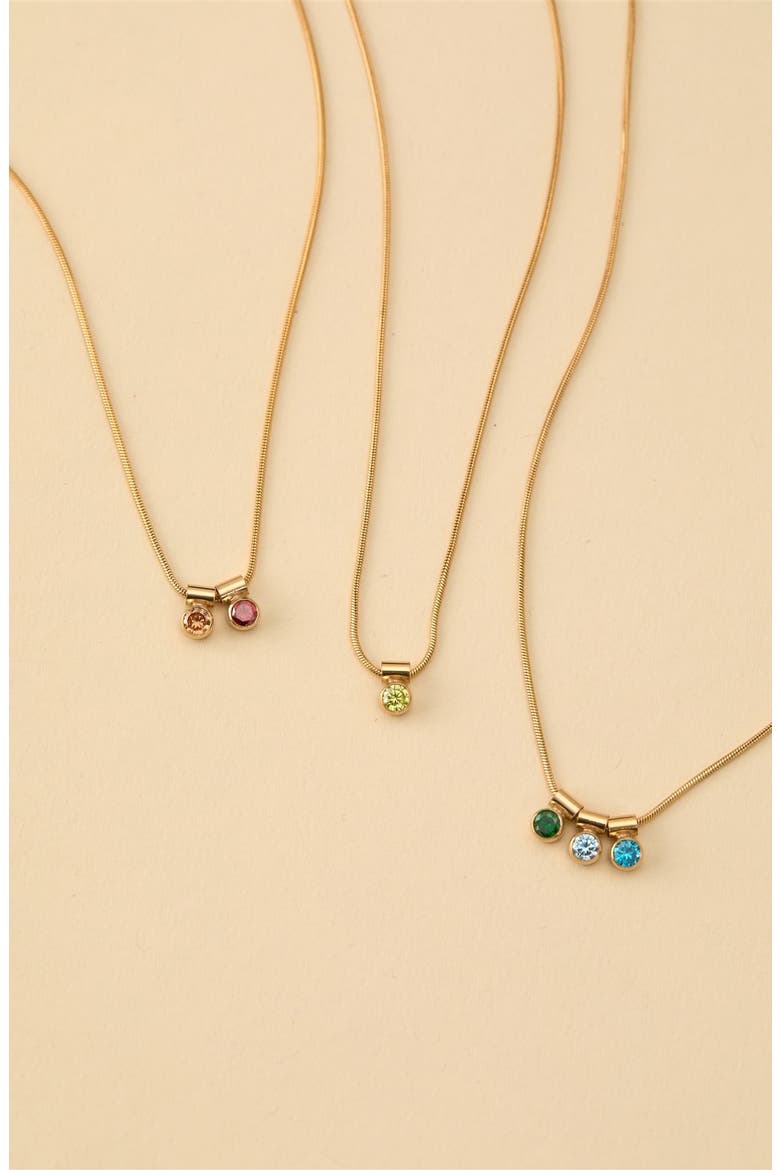 Ellie Multiple Birthstone Pendant Necklace, Alternate, color, GOLD / 3 CHARMS