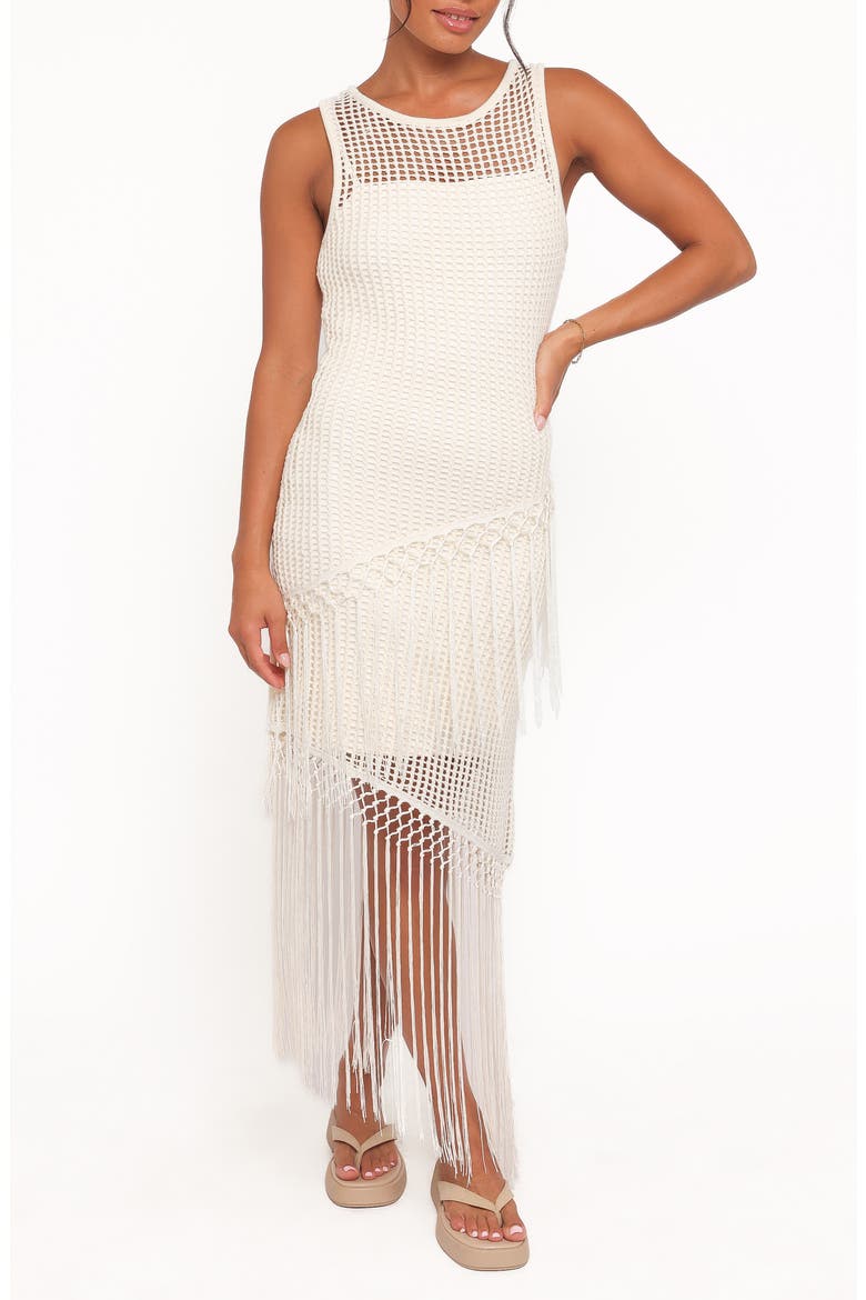 Adella Open Stitch Sleeveless Midi Dress, Main, color, NATURAL