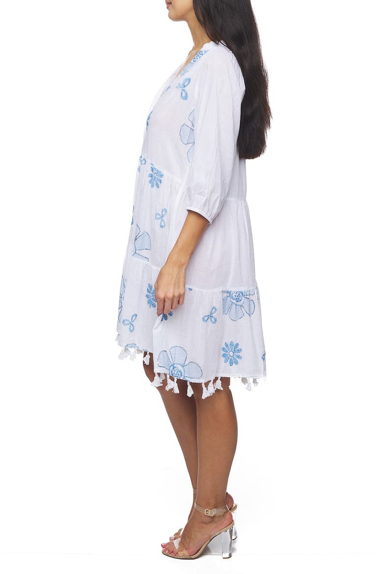 Tiered Sequin Tassel Trim Dress, Alternate, color, WHITE