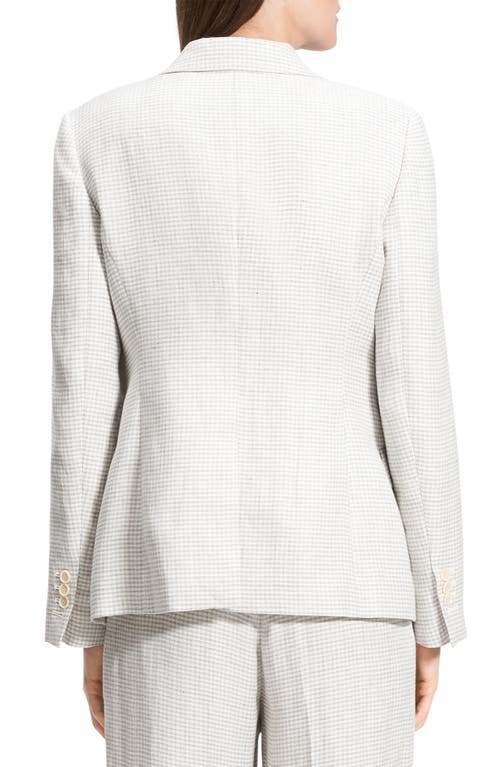 Theory B.mel Houndstooth Check Slim Fit Linen Blend Blazer In Platinum Multi