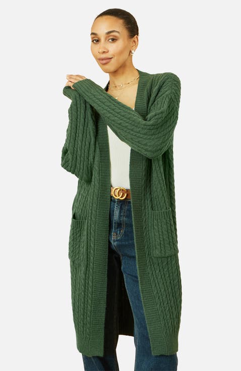 Cable Knit Long Sleeve Long Cardigan