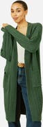 Yumi Cable Knit Long Sleeve Long Cardigan