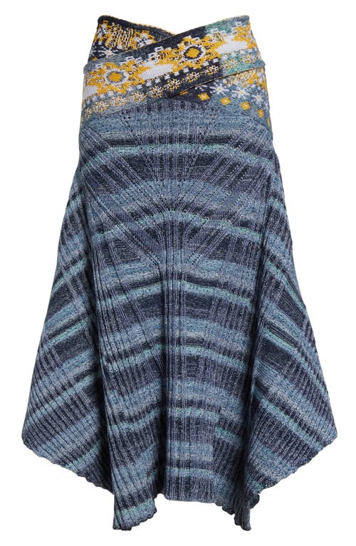 Paolina Russo Warrior Crossover Rib Maxi Sweater Skirt In Indigo