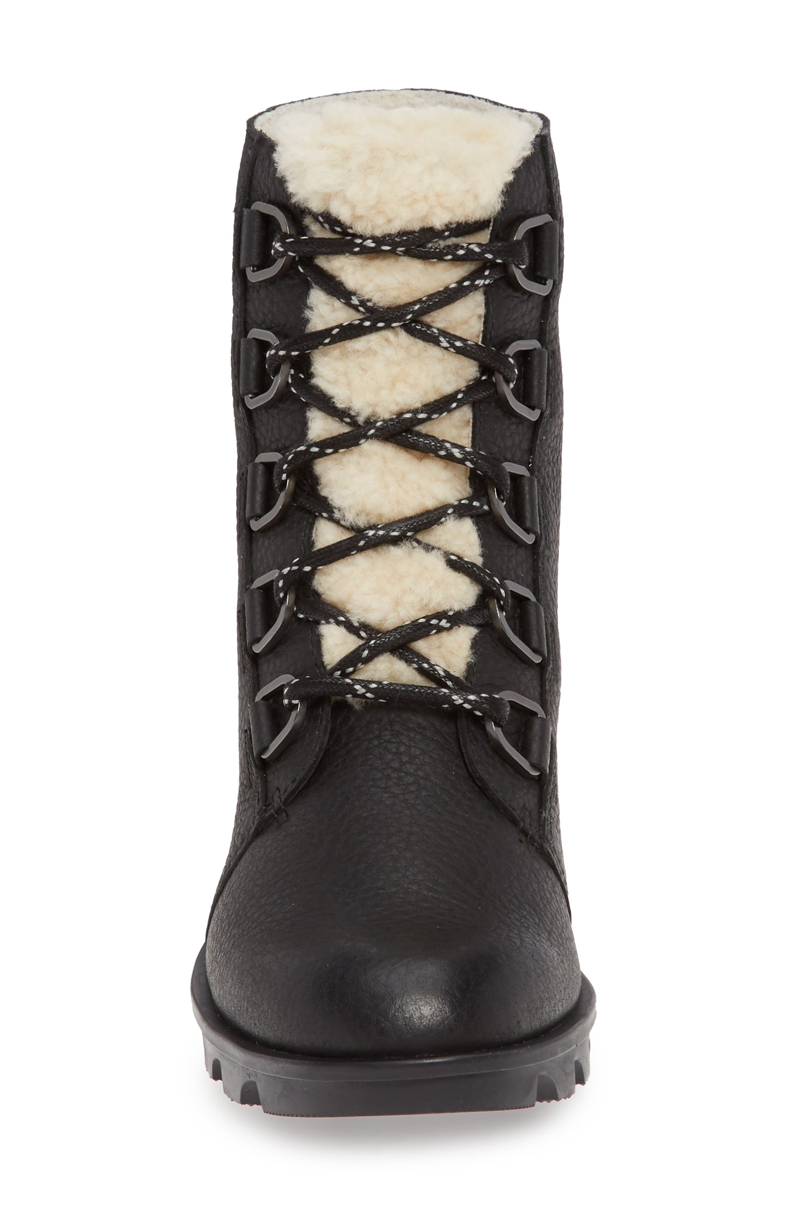 Phoenix Genuine Shearling Waterproof Bootie, Alternate, color, BLACK LEATHER