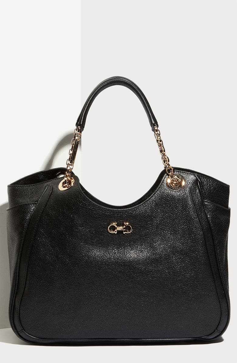 FERRAGAMO Salvatore Ferragamo 'Betulla Chain' Leather Shopper, Main, color,