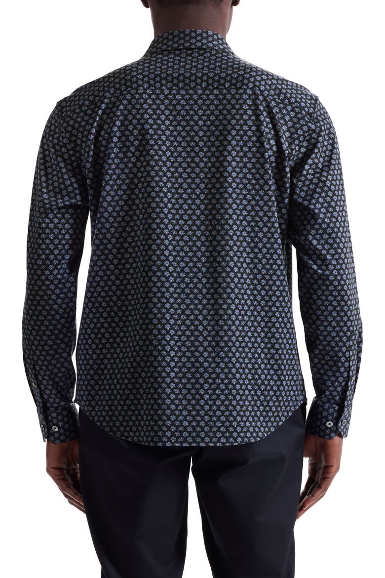 Jimmy OoohCotton® Floral & Chevron Print Button-Up Shirt, Alternate, color, ANTHRACITE