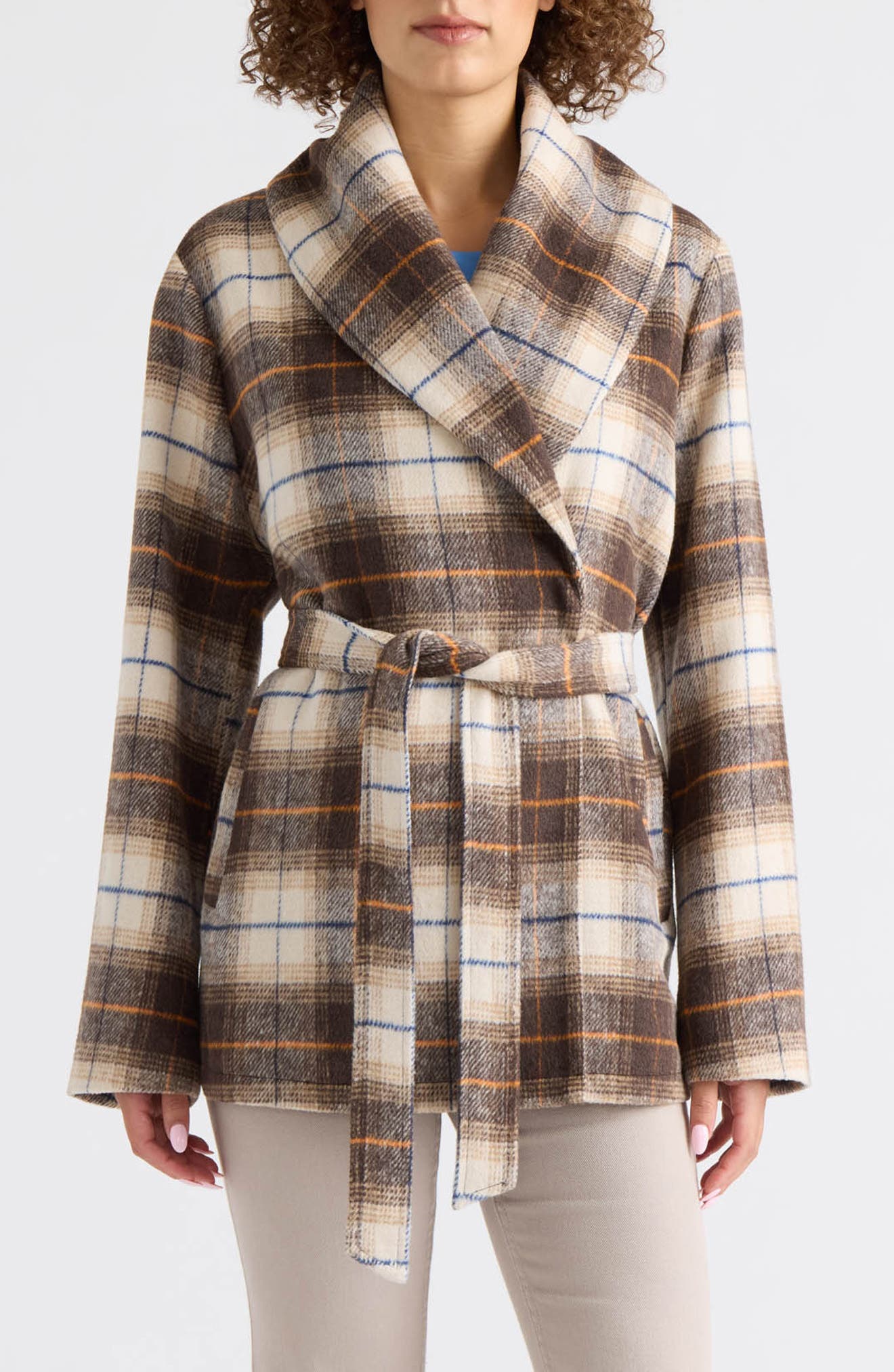 Esmee Faux Wool Handkerchief Hem Wrap Coat