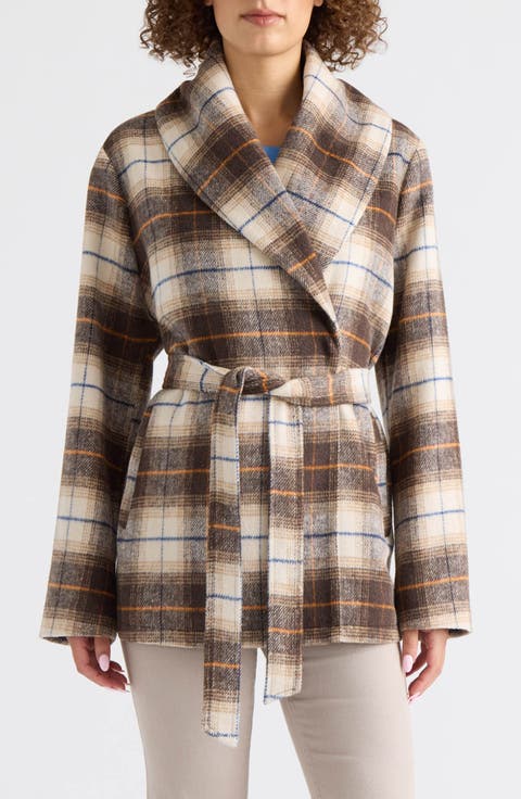 Esmee Faux Wool Handkerchief Hem Wrap Coat