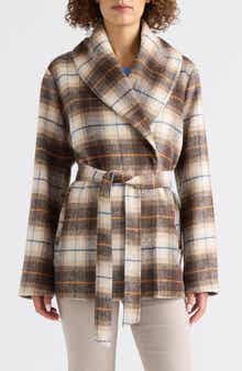 Esmee Faux Wool Handkerchief Hem Wrap Coat