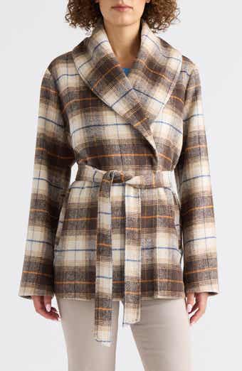 Esmee Faux Wool Handkerchief Hem Wrap Coat
