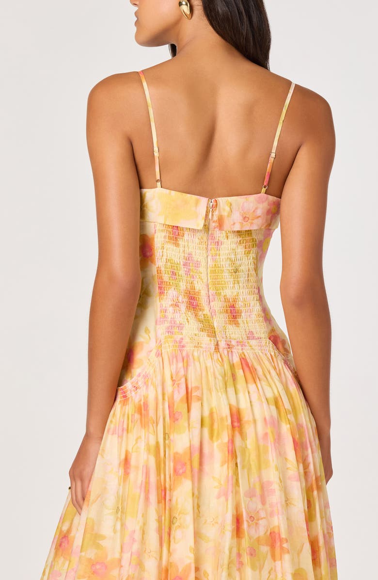 ASTR the Label Ovina Floral Chiffon Midi Dress, Alternate, color, Yellow Floral