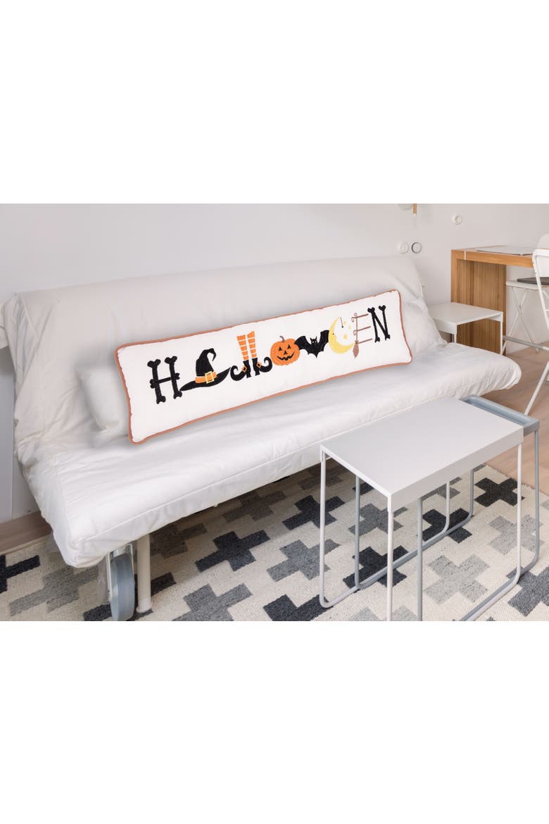 Halloween Embroidered Decorative Long Accent Pillow 6" x 24", Alternate, color, White