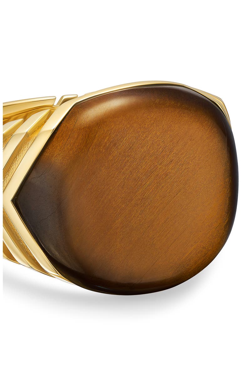 Chevron Signet Ring in 18K Yellow Gold with Tiger's Eye, Alternate, color, GOLD