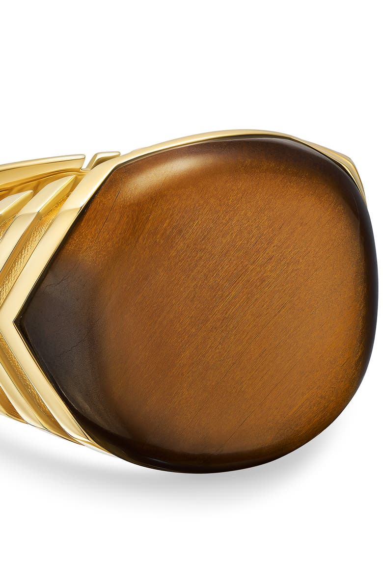 David Yurman Chevron Signet Ring in 18K Yellow Gold with Tiger's Eye, Alternate, color, Gold