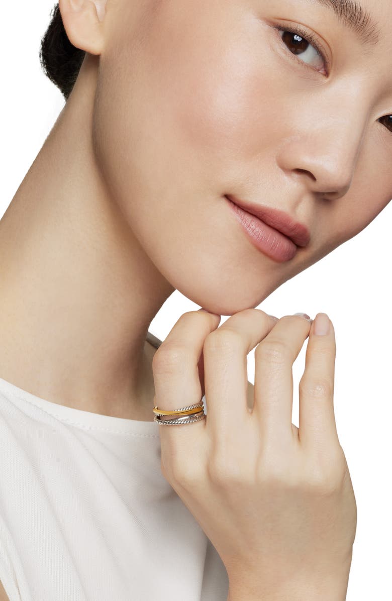 David Yurman Crossover Narrow Ring with 18K Gold, Alternate, color, Silver/ Gold