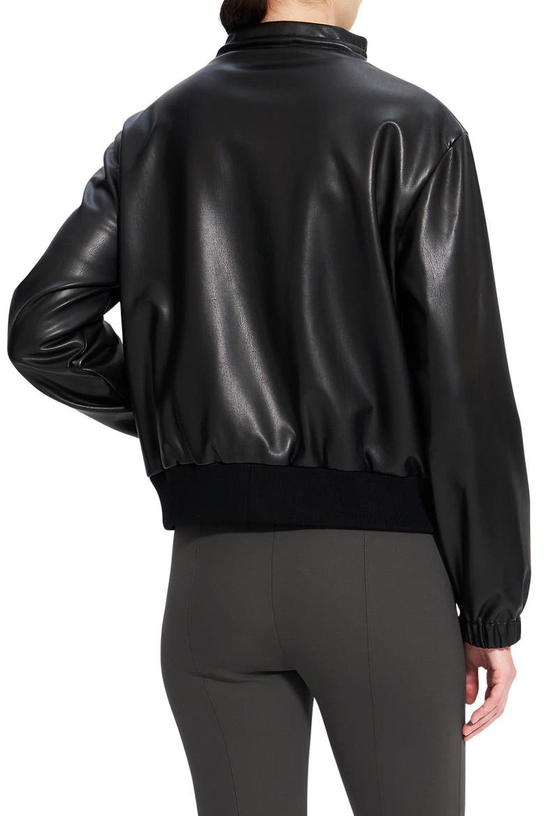 Faux Leather Bomber Jacket, Alternate, color, BLACK