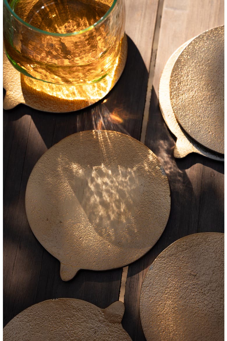 Stinson Antique Brass Coasters - Set of 6, Alternate, color, Gold