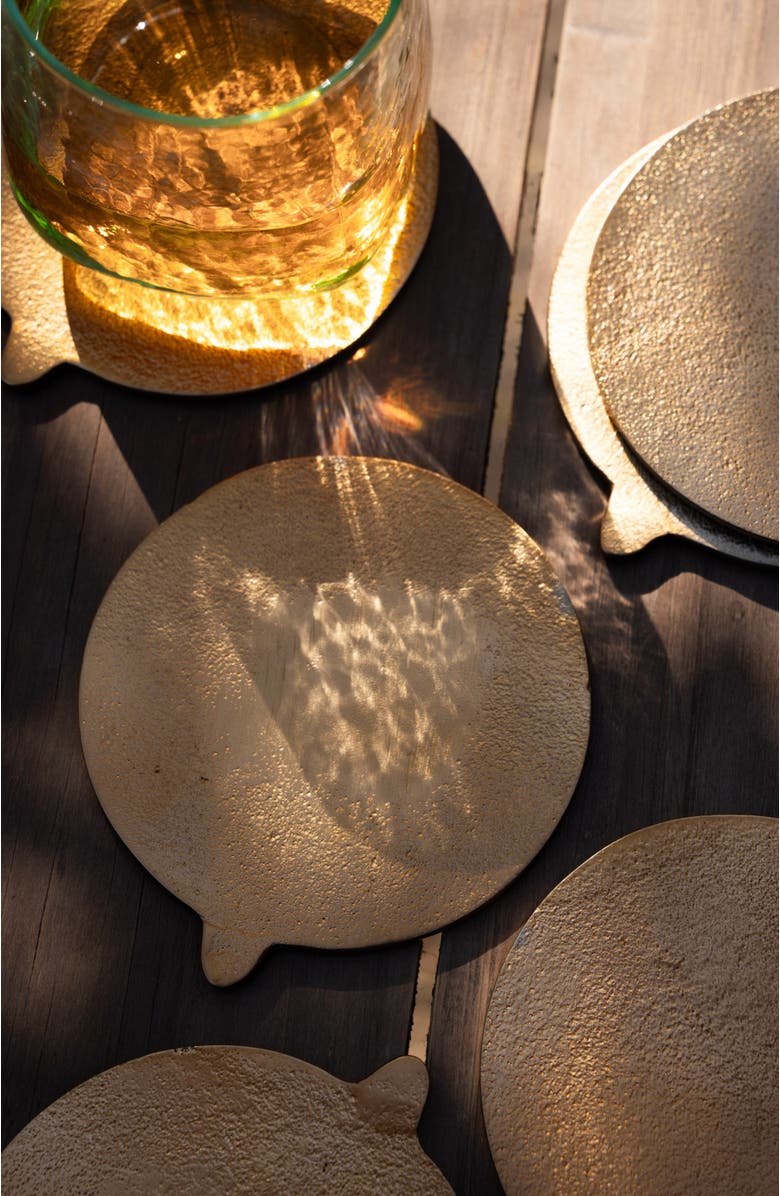 The Collective Home Stinson Antique Brass Coasters - Set of 6, Alternate, color, Gold
