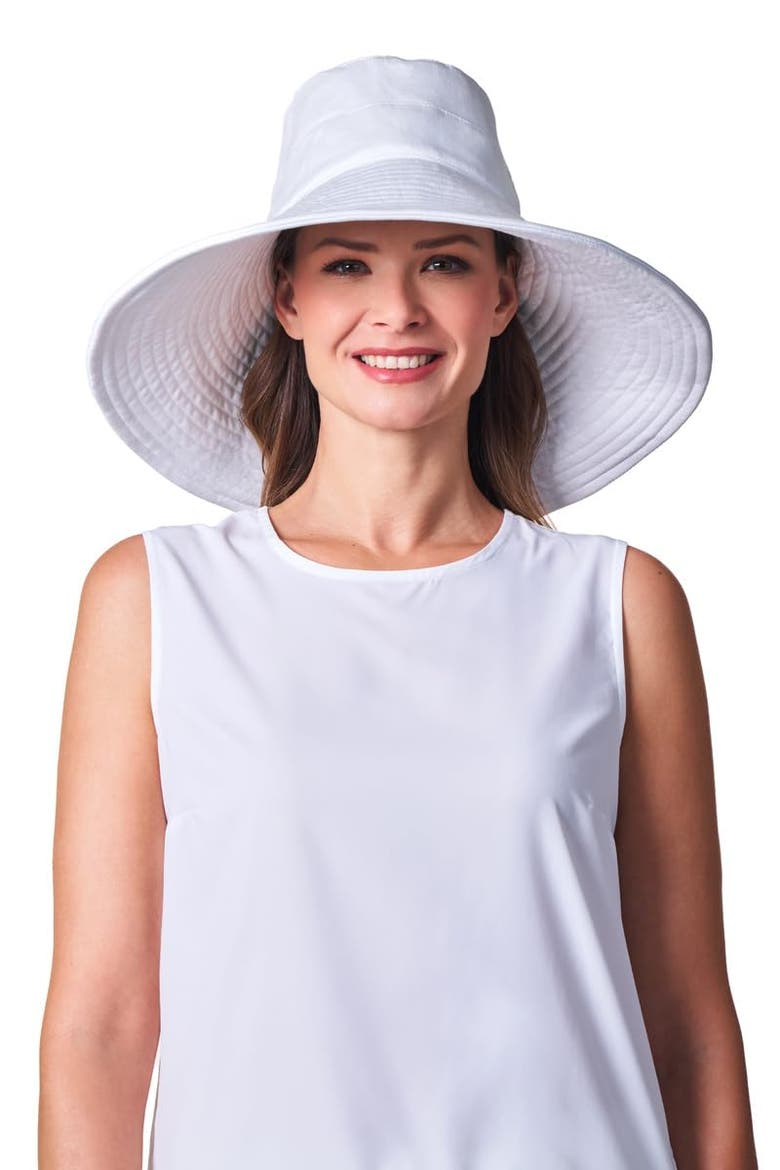 Women's Brittany Beach Hat, UPF 50+ Sun Protection, Main, color, White
