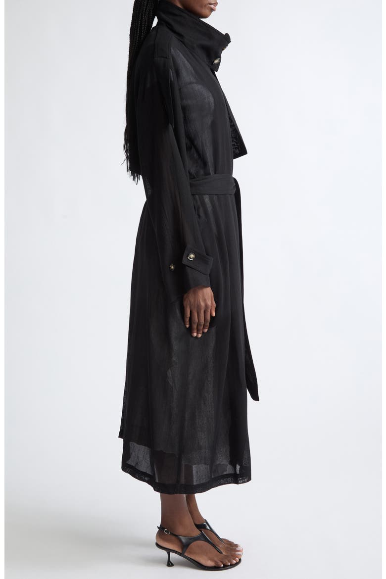 Esha Sheer Wool Trench Coat, Alternate, color, BLACK